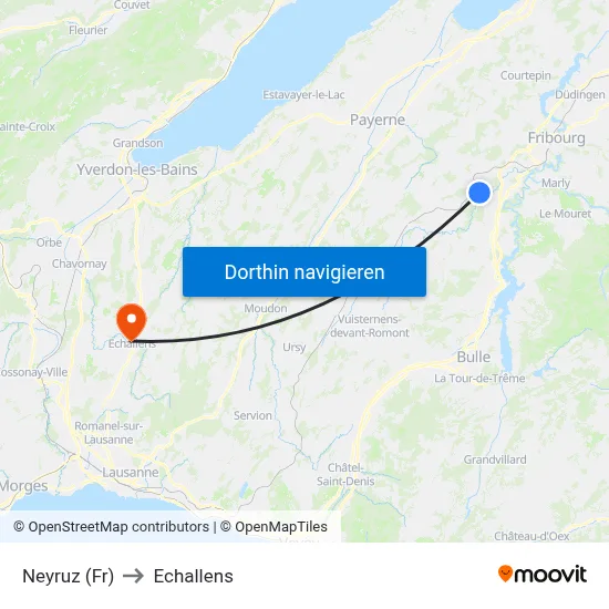 Neyruz (Fr) to Echallens map