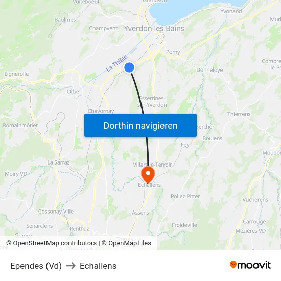 Ependes (Vd) to Echallens map