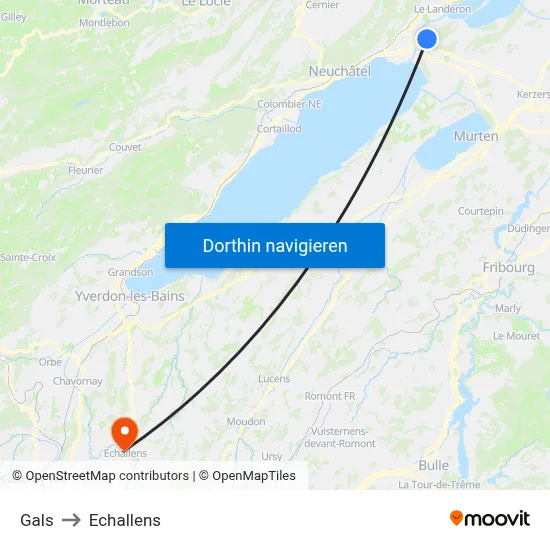 Gals to Echallens map