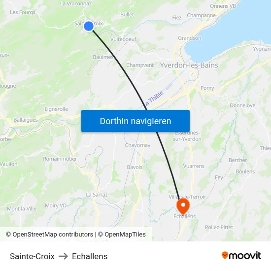 Sainte-Croix to Echallens map