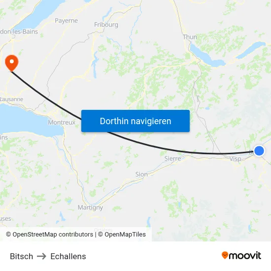 Bitsch to Echallens map