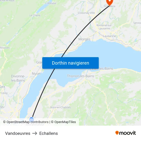 Vandoeuvres to Echallens map