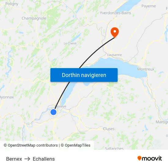 Bernex to Echallens map