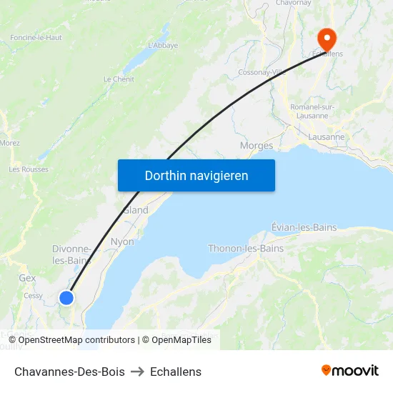 Chavannes-Des-Bois to Echallens map