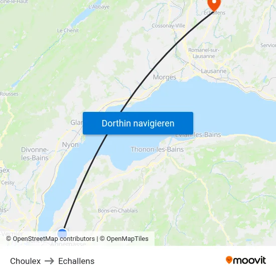 Choulex to Echallens map