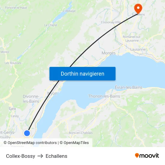 Collex-Bossy to Echallens map