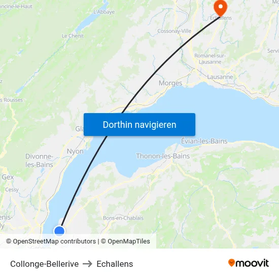 Collonge-Bellerive to Echallens map