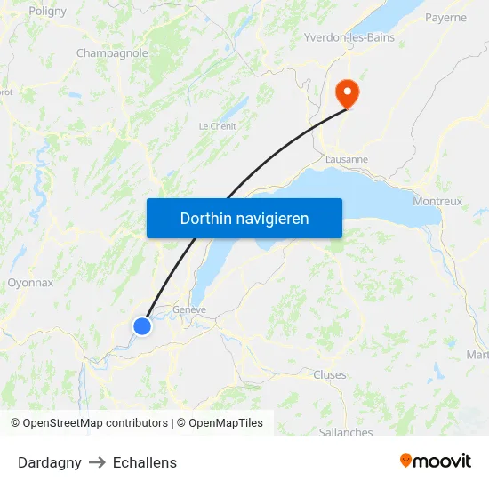 Dardagny to Echallens map