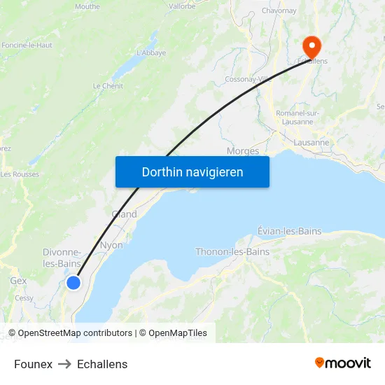 Founex to Echallens map