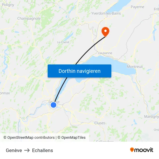 Genève to Echallens map