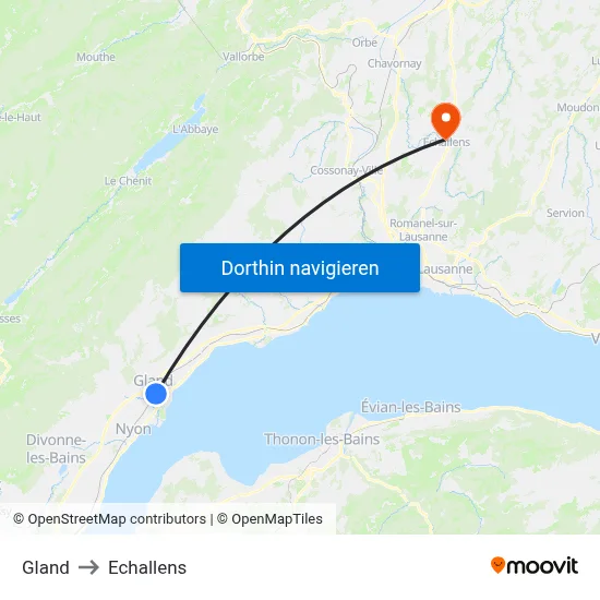 Gland to Echallens map