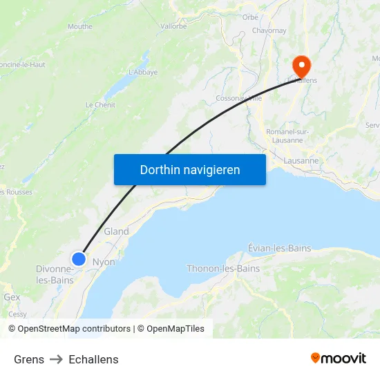 Grens to Echallens map