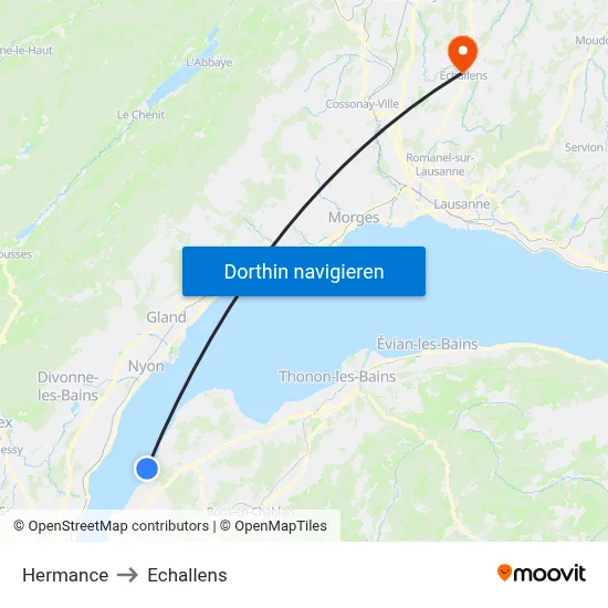 Hermance to Echallens map