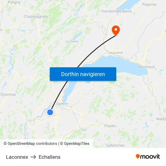 Laconnex to Echallens map