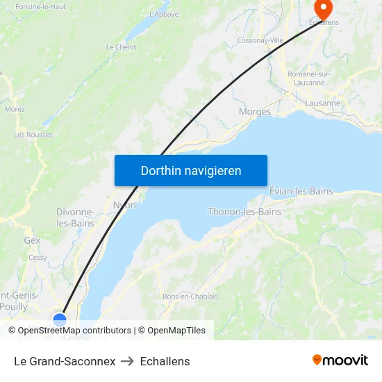 Le Grand-Saconnex to Echallens map