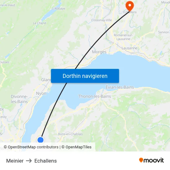 Meinier to Echallens map