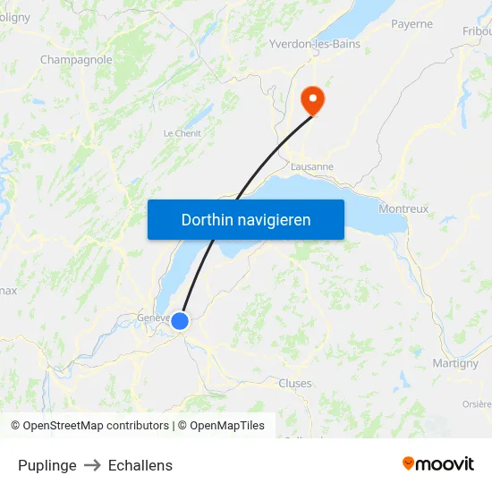 Puplinge to Echallens map