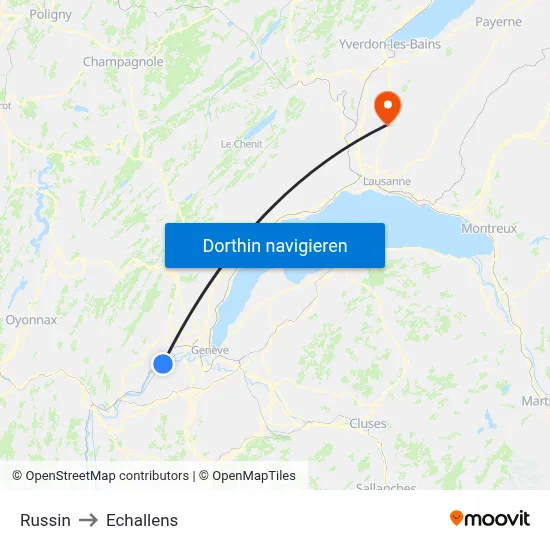 Russin to Echallens map
