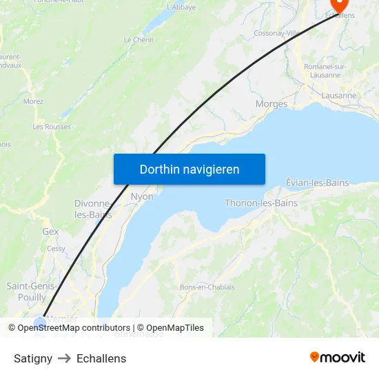 Satigny to Echallens map