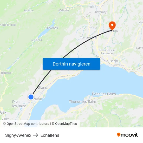 Signy-Avenex to Echallens map