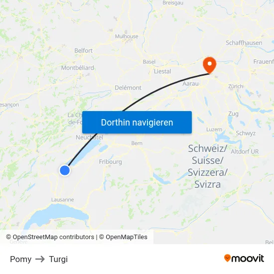 Pomy to Turgi map