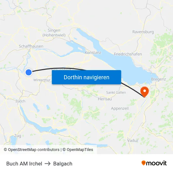 Buch AM Irchel to Balgach map
