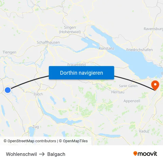 Wohlenschwil to Balgach map