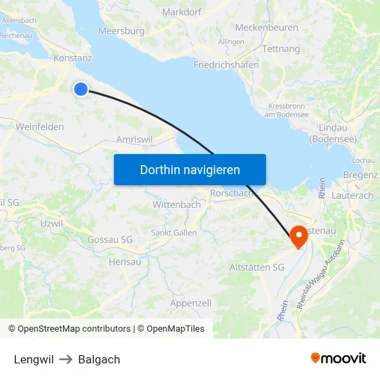 Lengwil to Balgach map