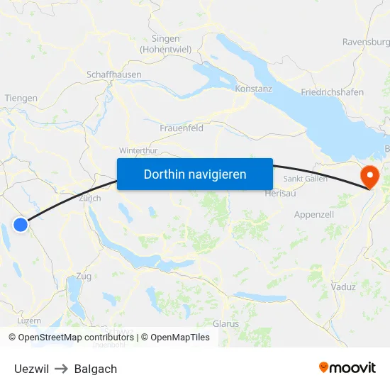 Uezwil to Balgach map