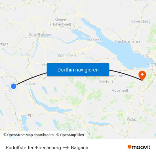 Rudolfstetten-Friedlisberg to Balgach map