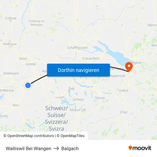 Walliswil Bei Wangen to Balgach map