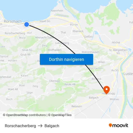 Rorschacherberg to Balgach map