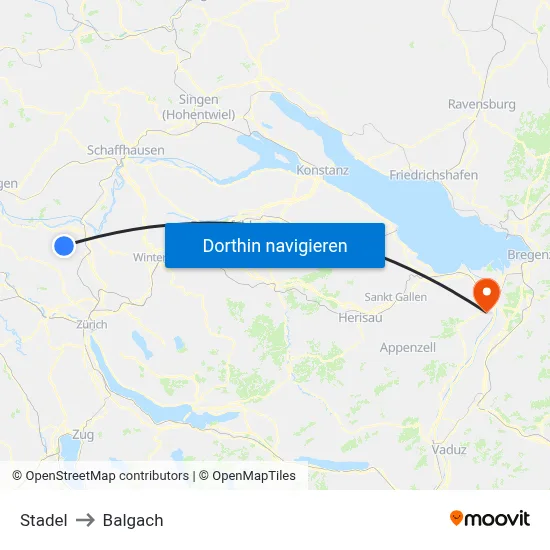 Stadel to Balgach map
