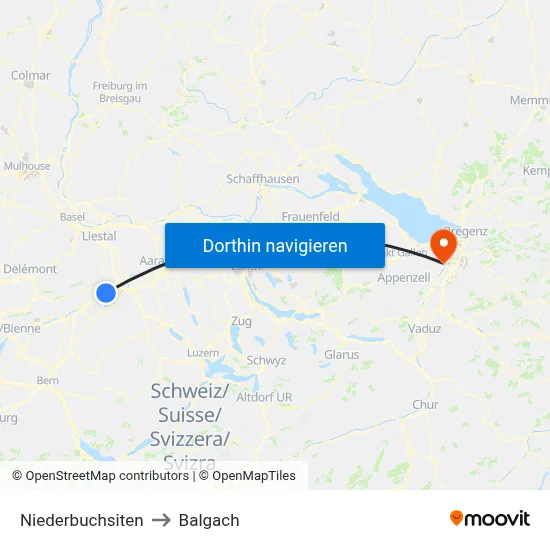Niederbuchsiten to Balgach map
