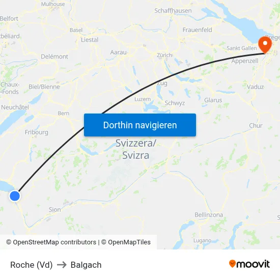 Roche (Vd) to Balgach map