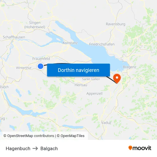 Hagenbuch to Balgach map