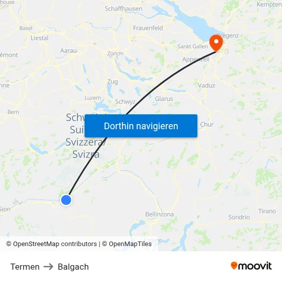 Termen to Balgach map