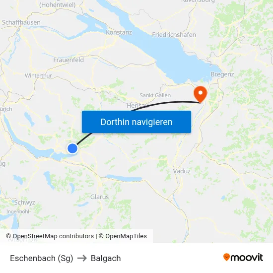 Eschenbach (Sg) to Balgach map