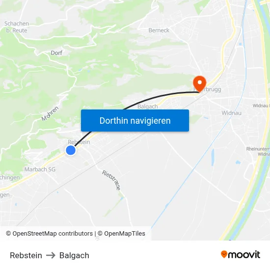 Rebstein to Balgach map