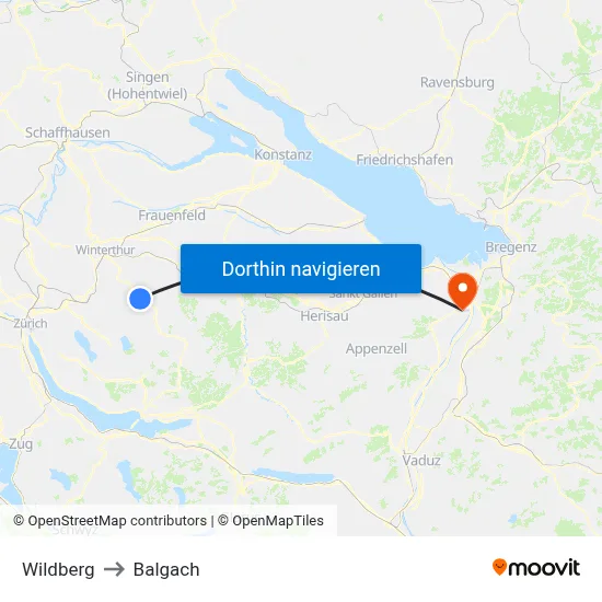 Wildberg to Balgach map