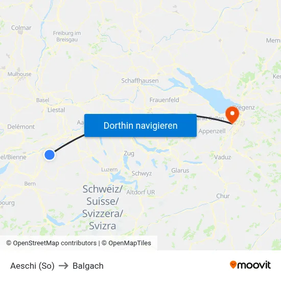 Aeschi (So) to Balgach map