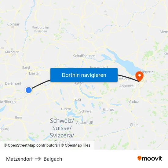 Matzendorf to Balgach map