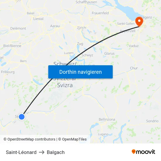 Saint-Léonard to Balgach map