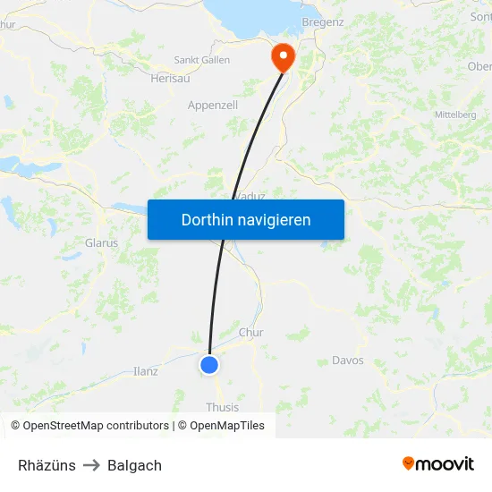 Rhäzüns to Balgach map