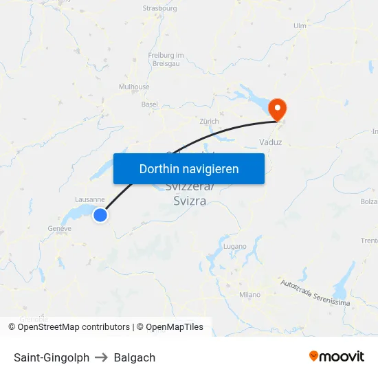 Saint-Gingolph to Balgach map