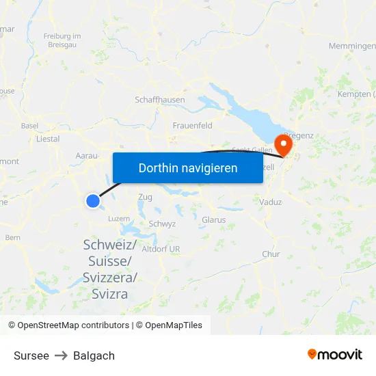 Sursee to Balgach map