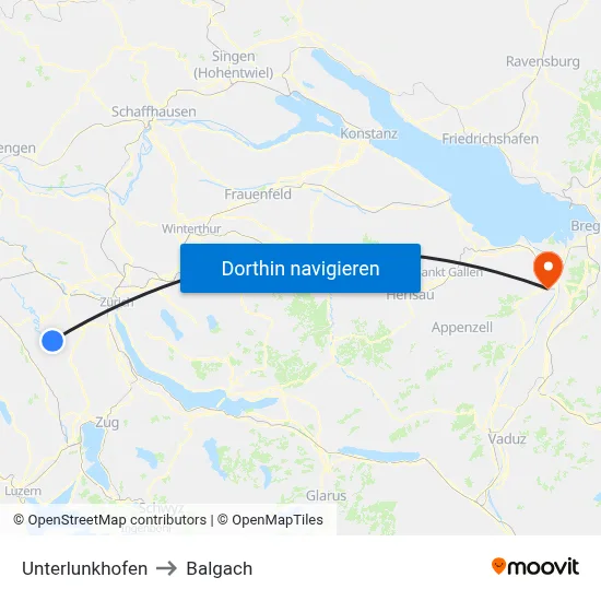 Unterlunkhofen to Balgach map