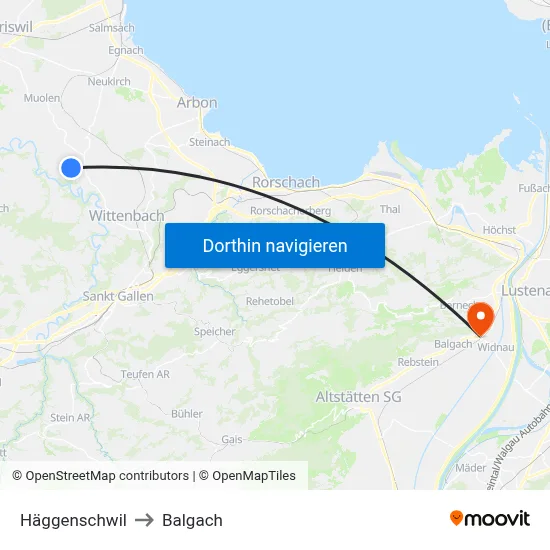 Häggenschwil to Balgach map