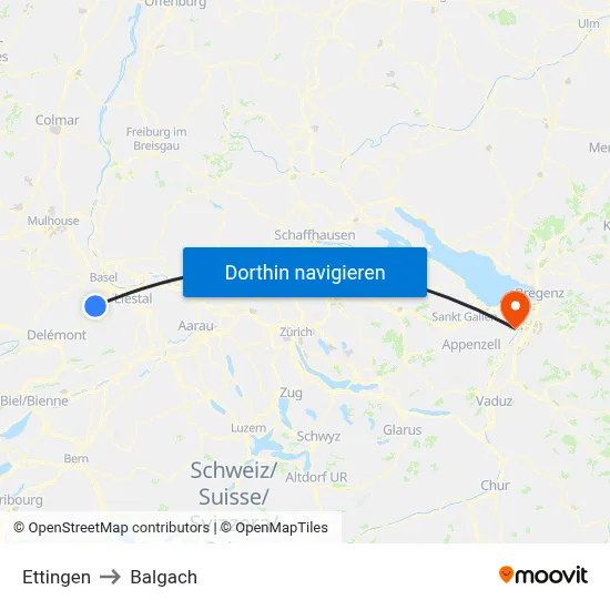 Ettingen to Balgach map
