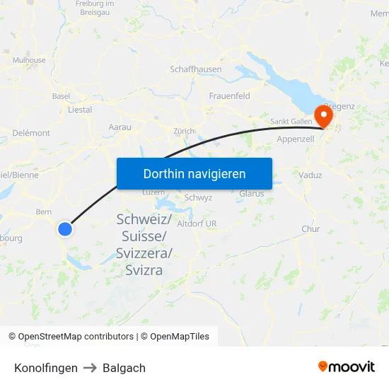 Konolfingen to Balgach map
